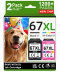 67XL Black And Color Ink Cartridges Combo Pack For DeskJet And Envy Series High Yield Replacement For 67 Inks packaging