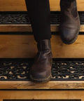 Non Slip Rubber Stair Treads For Indoor Outdoor Stairs 35x10 Inches 5 Pack Anti Skid Mat shown on wooden steps