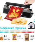 Reliable 8 Inch Bag Sealer With Impulse Heat Function For Plastic Packaging And Kitchen Storage seals a chips bag with temperature control.