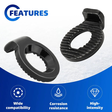 M6 Wedge Lock Washers Stainless Steel 8 Pack Snowboard Binding Hardware Anti Loosening Mount Kit showing two black washers with textured grip.
