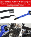 Clear View Bike Chain Cleaner Kit With Large And Small Brush Tools For Deep Clean Of Mountain And Road Bike Chains