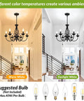 Six Light Farmhouse Candle Chandelier For Living Room And Kitchen showing warm white and daylight white settings in hallway
