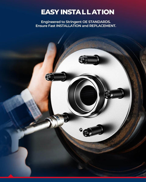 Person installing Front Wheel Hub Bearing Assembly Pair (2) Compatible with Buick LeSabre 1991-1999, Cadillac DeVille 1992-1996, Oldsmobile 88 1992-1999, Pontiac Bonneville 1992-1999 5-Lug w/ ABS