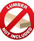 Image showing a no-lumber icon, indicating lumber not included in Custom Shed Kit With Peak Roof For Easy Backyard Storage 2x4 Frame System Includes 22 Gauge Steel Brackets Design Plans And Installation Instructions Build A 10 Ft Shed Or Combine Kits For A 22 Ft Space Lumber Not Included.