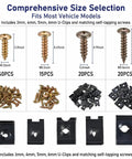 Zero Hassle 170 Piece Auto Trim Clip And Screw Assortment Kit Hella Fits Door Panels Dashboards And Hoods with U-Clips and self-tapping screws.