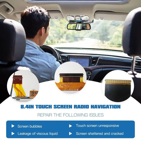 8.4 Inch Uconnect 4C LCD Touchscreen Display Replacement For Jeep Grand Cherokee Dodge Challenger Durango Charger Wrangler Navigation Radio Head Unit shown in car fixing display issues