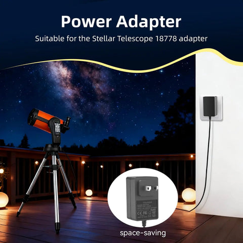 Universal 2 Amp AC Adapter For Computerized Telescopes Replacement Power Supply With 10ft Cable in outdoor setup