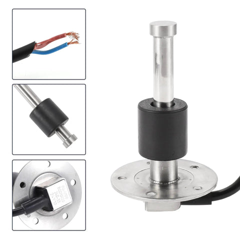 Top Shelf Marine Fuel Sender And Gauge Kit Featuring A Heavy Duty 100Mm Metal Housing 240 To 33 Ohm Range showing metal housing and wiring details.