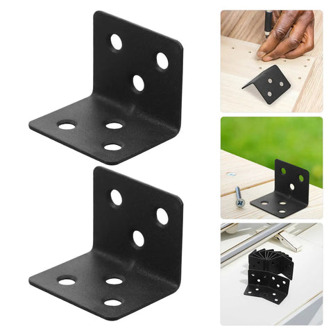 Rock Solid Heavy Duty L Shaped Corner Brackets With Screws, Cold Rolled Steel Support Brackets, Six Slot Holes, Twelve Screws Included