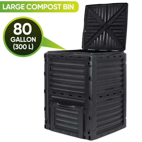 80 Gallon Garden Compost Bin Made From BPA Free Material No Fuss Assembly Large Capacity Aerating Outdoor Compost Box