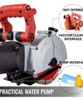 Tough As Nails 4800W Wall Chaser And Concrete Groove Cutter With 125mm Blade showing handle and pump interface.