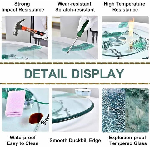 Detail display of Clear Tempered Glass Lazy Susan Turntable With Silent Bearings And Six Smooth Rolling Wheels for durability features.