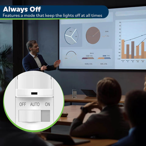 2 Pack In Wall Motion Sensor Light Switch For Single Pole Install No Fuss Auto On Off Occupancy Sensor with office demo