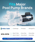 Heavy Duty 2 Hp 230V Pool Pump Motor With 56Y Frame And Square Flange For Smooth Single Run At 3450 Rpm installed on a transparent pool pump.