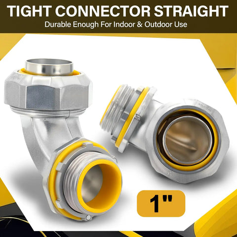 Built Tough Liquid Tight Connector 90 Degree Insulated Zinc Die Cast Metal Tight Electrical Conduit Connector For Flexible Type B 1 Inch