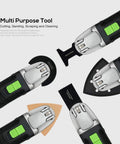 Powerful 2.4 Amp Oscillating Multi Tool Kit with six variable speeds and quick lock accessory change, four different blades visible