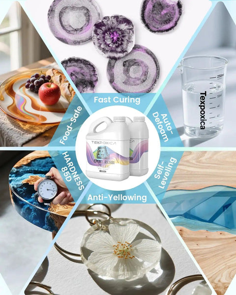 Epoxy Resin 1 Gallon Kit Crystal Clear Self Leveling Bubble Free Anti Yellowing Easy Mix 1 to 1 with art and jewelry projects