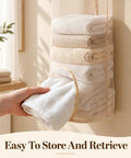 Round Hanging Mesh Sock Storage Bag With Nylon Pockets For Closet Door Organization And Dorm Room Essentials Quick Access Laundry Solution To Keep Your Socks Legit Neat And Pretty Dang Slick with stacked towels