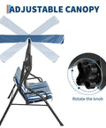 Adjustable Canopy Three Seat Patio Swing For Adults With Heavy Duty Steel Frame And 600 Lb Capacity Outdoor Garden Swing Chair