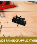 Adjustable Spring Door Hinges Set 2 Pack With Self Closing, 90 Degree Rotation, shown with tools on wooden surface