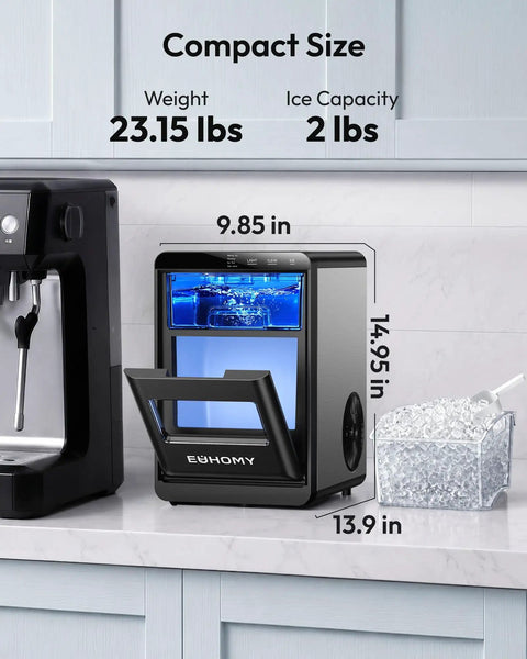 Quick Freeze Countertop Nugget Ice Maker Delivers 44 Pounds Of Soft Sonic Pellet Ice Daily With No Hassle Auto Wash And Smooth Chilling Performance For Everyday Households And Office Crews on a kitchen countertop.