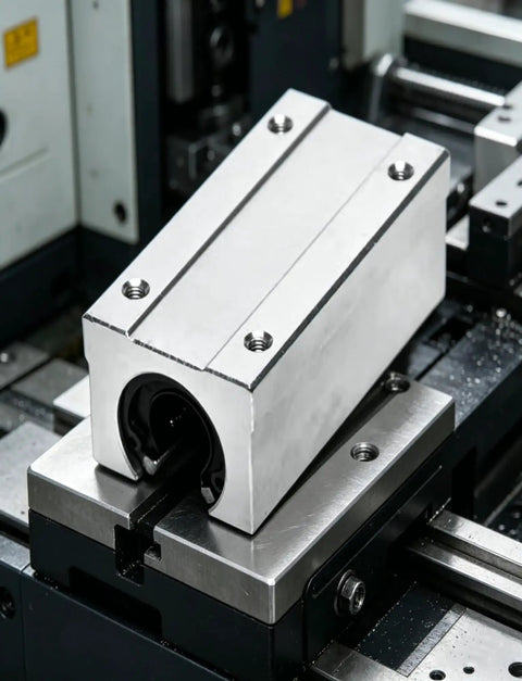 Heavy Duty SBR50UU Linear Motion Ball Bearing Slides With Smooth Gliding Action For Hassle Free CNC Machine Setup shown on a CNC machine.