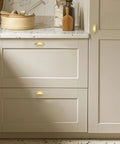 Top Tier Brushed Gold Drawer Pulls And Cabinet Cup Handles 3 Inch Zero Fuss Setup For Refreshed Kitchens And Dressers Built Tough Hardware Set Delivers Knockout Style In Every 10 Pack on beige kitchen drawers