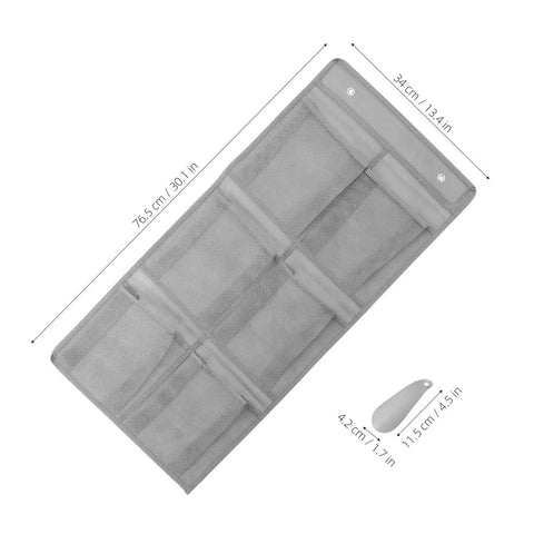 Slick Door Shoe Organizer With Six Deep Mesh Pockets And Heavy Duty Hanging Hooks For No Fuss Entryway Tidy Up dimensions and details.