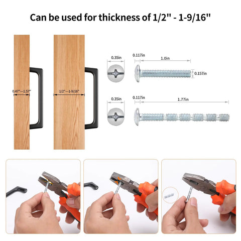 Matte Black Modern Cabinet Pulls 3 Pack With 3 Inch Hole Center 76mm And 3.4 Inch Total Length installation with hardware