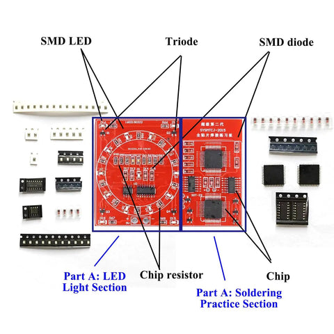 Four Pack Soldering Practice Kit For SMD And SMT Electronics All In One DIY Soldering Training Board Realistic Project 5V Board