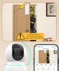IOT camera linked with wireless door sensor detects movement and shows alert on smartphone display.