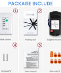 All In One Ceiling Fan Remote Control Kit With Light Dimmer And 3 Speed Control package includes wall control, receiver, accessories.
