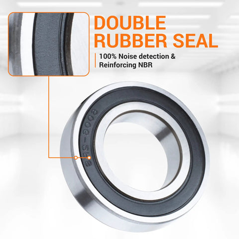 Rock Solid 6006 Double Rubber Seal Bearings 30X55X13mm with black rubber seal for noise reduction and protection.