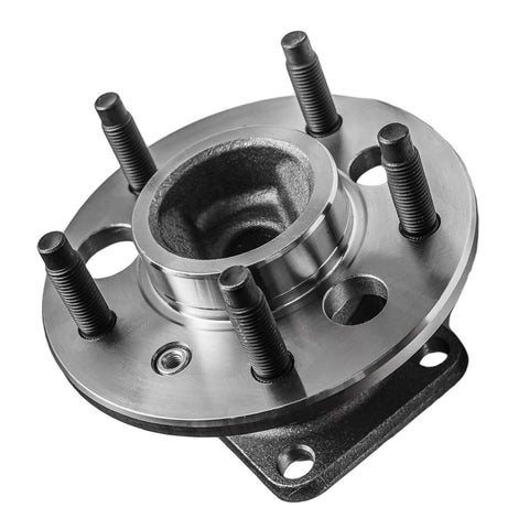 Close-up of Pair Rear Wheel Hub Bearing Assemblies Replacement for Chevy Malibu, Pontiac Grand Am, Buick LeSabre, and other sedans