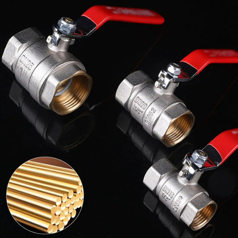 Heavy Duty Solid Brass Ball Valve With Double Female Fittings For Zero Stress Water Flow Control Smooth Twist Color Coded Handle.