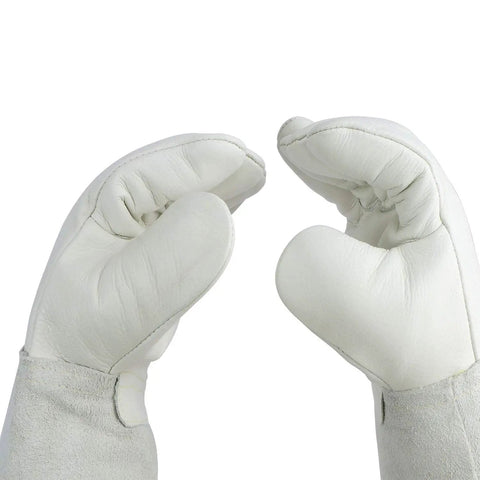 Cryogenic LN2 Liquid Nitrogen Protective Gloves For Work, 13.8 Inch 35 Cm Long, Ultra Insulated, Gray, showing detailed palm view
