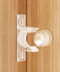 8 Sets False Front Cabinet Clips Replacement Kit for kitchen cabinet doors, transparent plastic clip installed on wood surface