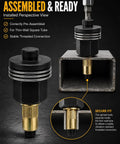 Built Damn Tough M3 Through M12 Rivet Nut Tool Kit showing assembled perspective view of secure threaded connection for thin-wall square tube.