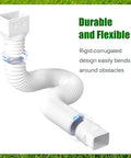 Two Pack Flexible Rain Gutter Downspout Extensions Extend From 21 To 68 Inches, Easy Install Drain Extender Kit With Screws Included, White Finish