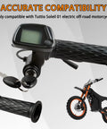 48V Throttle And LCD Speedometer Display For Electric Dirt Bike Without M Button, shown with keys and grip handle