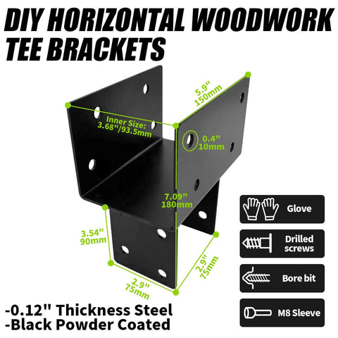 Heavy Duty Three Way Pergola Brackets For 4x4 And 4x6 Posts Tee Post Cap Tie Woodwork DIY Brackets Horizontal Metal For Gazebos Porches And Log Cabins With Screws Two Pack Fits Actual 3.5 By 3.5 Or 3.5 By 5.5 Lumber
