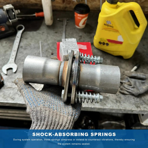 Heavy Duty M10x1.5 Exhaust Manifold Bolts - Badass Muffler Repair Kit With Springs And Washers - Close-up of shock-absorbing springs.