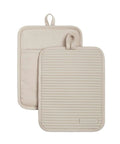 Ribbed Soft Silicone Pot Holder 2 Pack Set Hella Heat Resistant To 500F Milkshake Tan, textured silicone for hot pans.