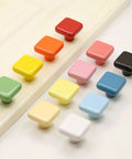 Totally Fresh Glossy Ceramic Square Cabinet Knobs And Drawer Pulls In Bold Red Set Of Six Super Heavy Duty Handles For Kitchens Or Dressers With Easy Peasy Hardware Setup displayed in various colors.
