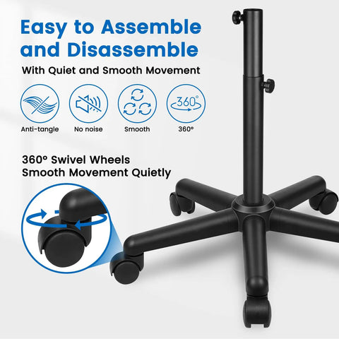 Heavy Duty Smooth Operator Rolling Salon Cart With Bounce Free Metal Trays And Ample Storage Platform Featuring Quick Detach Braiding Hair Rack For Hustling Beauty Pros features 360° swivel wheels for smooth movement.