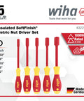 Image of Insulated Cushion Grip Nut Driver Set Pro Grade 1000 Volt Rated And 10,000 Volt Tested For Electricians And DIYers, five-piece set.