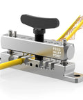 Portable Wire Stripper Machine With Adjustable Blade Height For 0.12-0.35 Inch Wires in action with yellow cable.