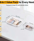 Game Changing Clear Hard Shell Zipper Pouches Including One Medium And Three Small Sizes Designed To Master Your Diaper Bag Setup While Keeping All Daily Essentials Secure And Hassle Free, shown in clear material with various sizes and contents.