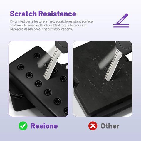 Scratch-resistant surface demonstration of Next Level ABS Like 3D Printer Resin In Jet Black For High Precision Engineering Prints.