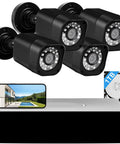 8 Channel 1080P Wired Security Camera System Plus 4 Outdoor 5MP Cameras, 1TB DVR, visible with phone and hard drive